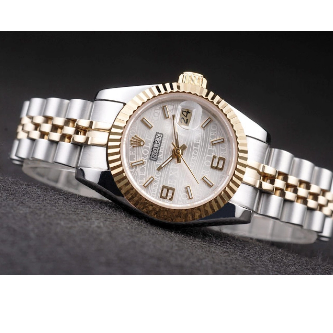 Aaa replica watch Yellow Datejust Plated Two 98079 Steel Rolex Tone Stainless Gold 0708